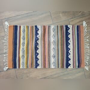 Zapotec Oaxaca Mexico Colorful Striped Handwoven 100% Wool Rug